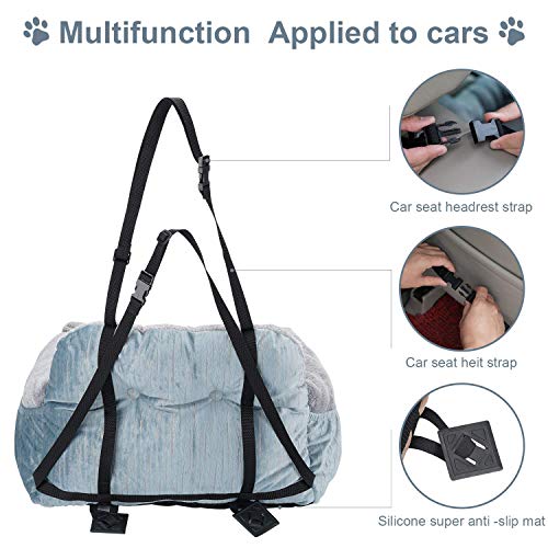 WANTRYAPET Dog Car Seat, Pet Booster Seat, Dog Travel Car Carrier Bed Plush Dog Car Safety Seats with Storage Pocket… - Image 4
