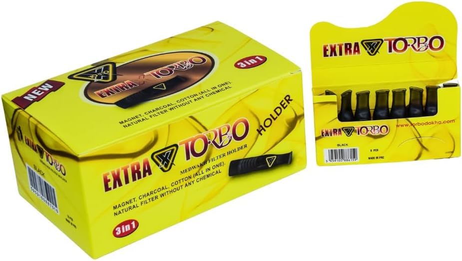 120 X Torbo Extra Torbo Premium Filters - Natural Triple-Layer Filtration System for Cigarettes & Medwakh, Chemical-Free, Eco-Friendly, 15-Pack, Sleek Black