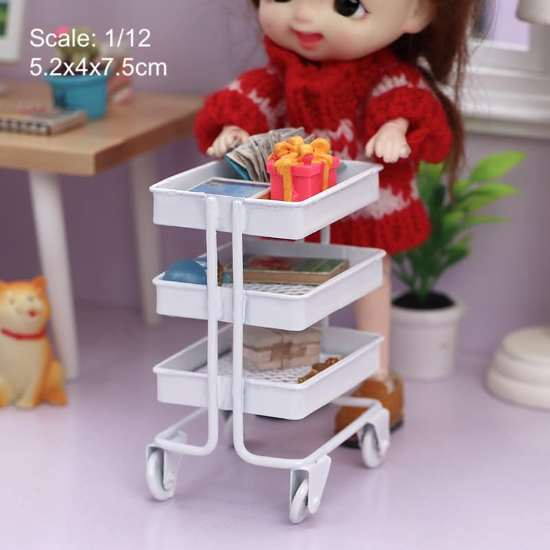 AirAds Dollhouse 1:12 scale dollhouse Miniature refrigerator and side cart (1 black refrigerator) image 2