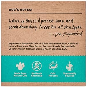 Dr Squatch All Natural Bar Soap for Men with Light Grit Coconut Castaway 5 Ounce Pack of 1 002 pounds