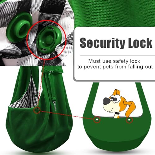 Image of Tomkas Small Dog Cat Sling Carrier Puppy Purse Travel Wrap Soft Crossbody Pet Bag (Emerald Green, M - Classic Pocket & Classic Strap)