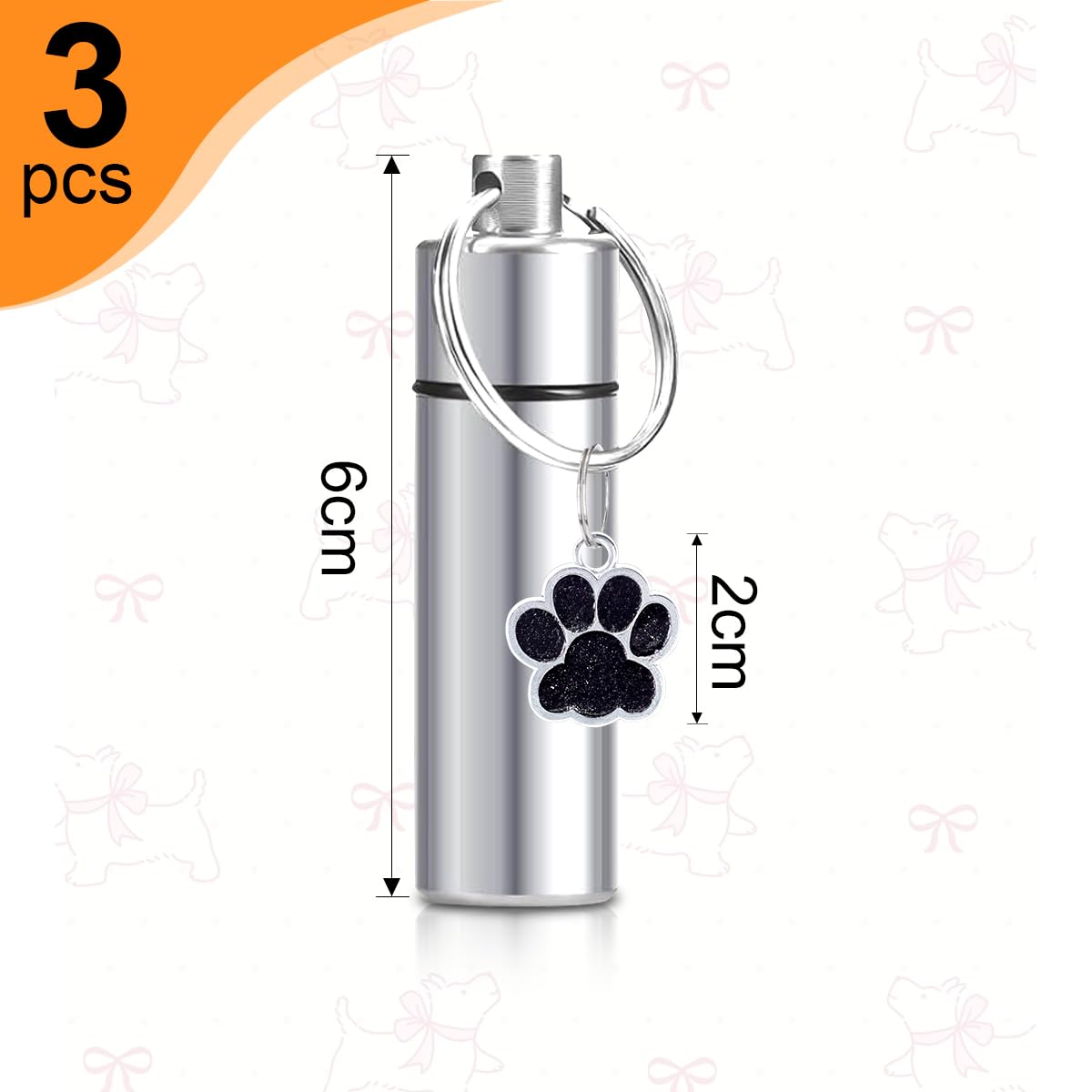 Asaisimg 3 Pcs Waterproof Cremation Pet Urns Keychain for Dogs Ashes Small Urn Memorial Pendant Keychain - Image 2