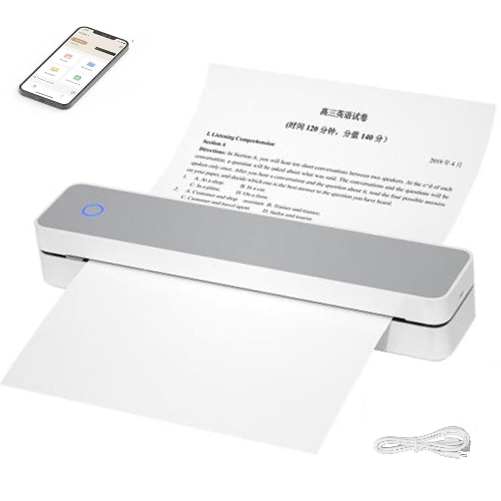 Amazon.co.jp: ポータブルインクレスプリンター、A4 サーマル