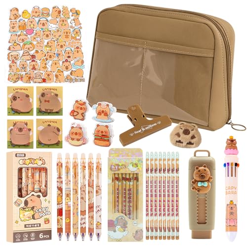 Byhsoep 81 Piezas Set de Papelería, Estuche Kawaii, Material Escolar y Papeleria, Lindo Juego de Papelería para Oficina/Escuela/Estudiantes/Niños