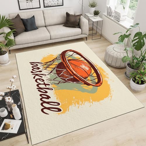 Tapis Moderne Lavable et Antidérapant Jaune Motif Basket 160x230 - 5