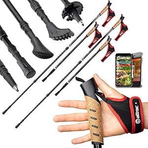 ATTRAC Nordic Walking-stokken *partnerpakket * telescoop verstelbaar incl. Nordic Walking app wandelstokken met anti-shock demping