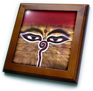 3dRose ft_75470_1 Nepal, Kathmandu Valley Swayambunath, Temple AS26 RER0035 RIC Ergenbright Framed Tile, 8 by 8"