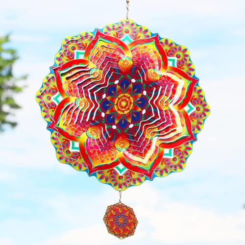 TFANUO Mandala Wind Chime 3D Stainless Steel 12 Inch Hanging Wind Chime Kinetic Yard Art Decorations Indoor and Outdoor Decoration - Image 2