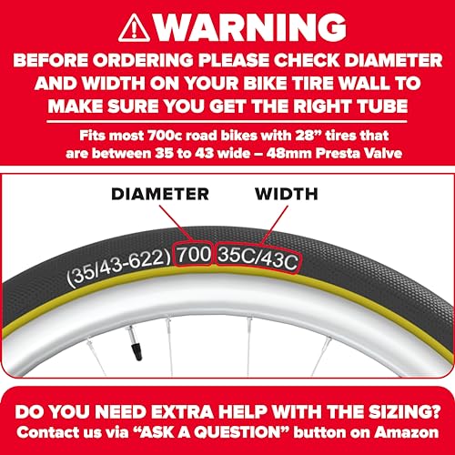 Ultraverse Bike Inner Tube for 700x35-43c, 28 inch Bicycle Wheel Sizes with 48mm Presta Valve - Butyl Rubber Tubes for Road and Gravel Bikes - 2 Pack with 2 tire levers Included - Thumbnail 2