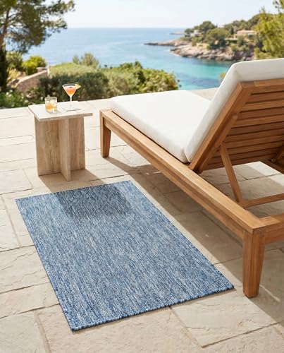 Tapete Outdoor Solid 3' 1 x 5' 3 Azul Rugs.com miniatura 5