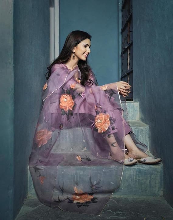 Patlani Women's Full Stitched Solid Salwar Suits With Floral Printed Dupatta.
