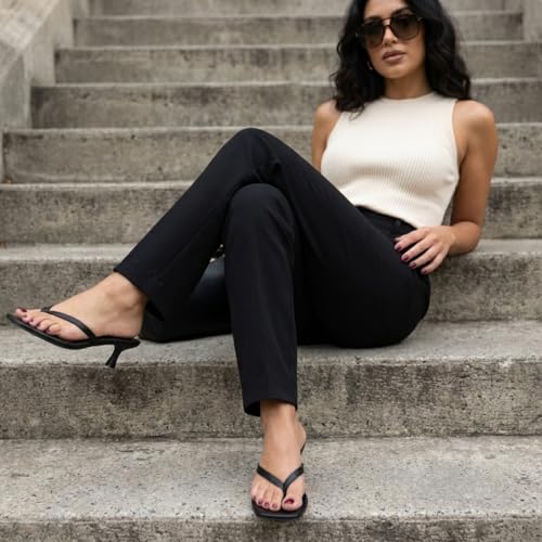 Image of CUSHIONAIRE Miami Kitten Heels for Women, Thong Flip Flop Heeled Sandals with Memory Foam, Slip On Dressy Sandal