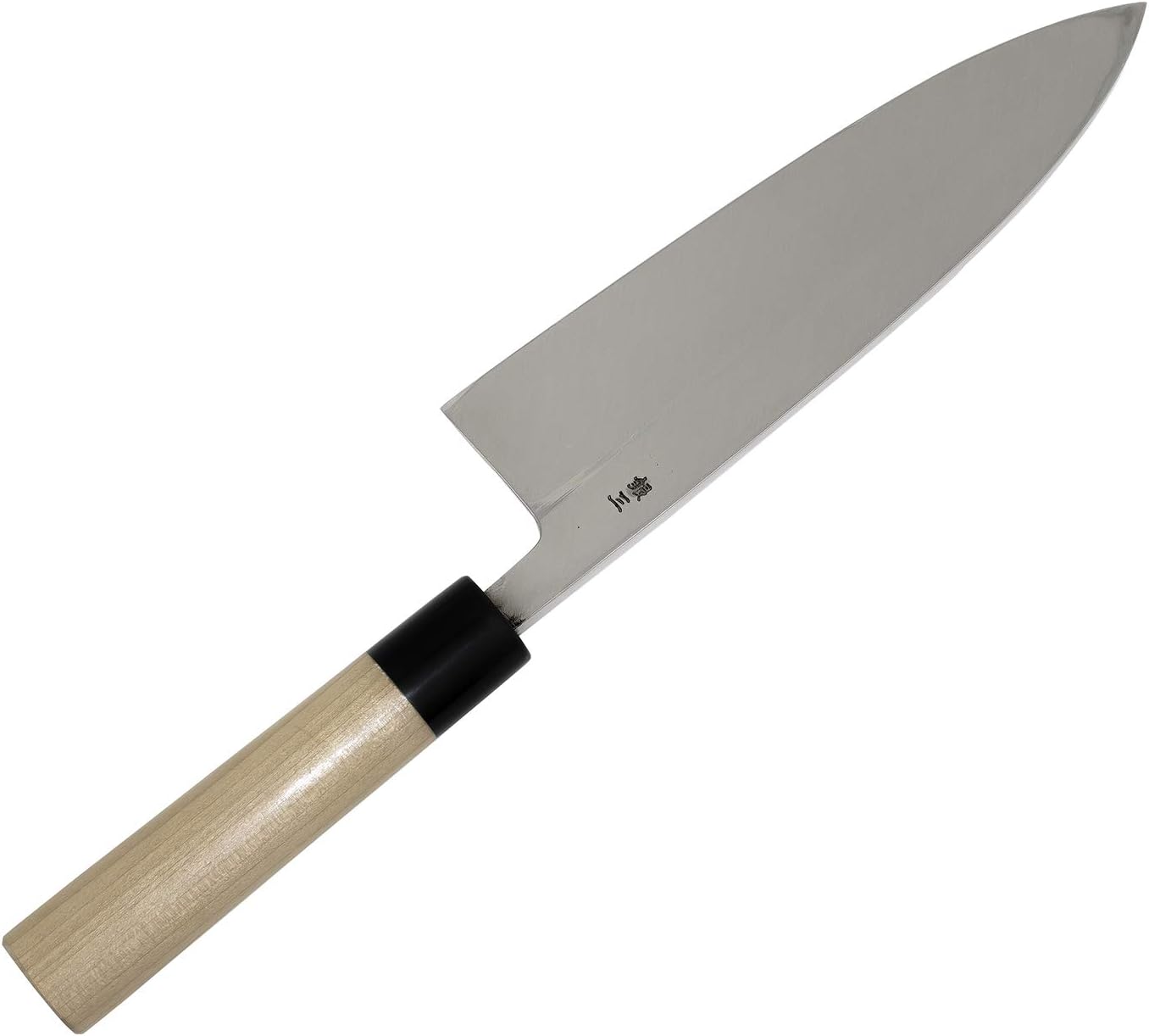 堺打刃物 鮭切 サケ切 出刃 白ニ鋼 包丁 9寸 水牛八角柄 堺の職人包丁