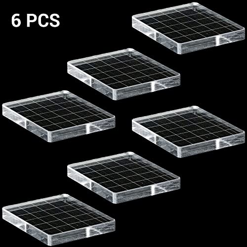 6 Pieces Stamp Block Clear Acrylic Stamping Blocks Tools Set With Grid Lines For Diy Crafts Scrapbooking Card Making Ornaments Stamping Projects #TOP1