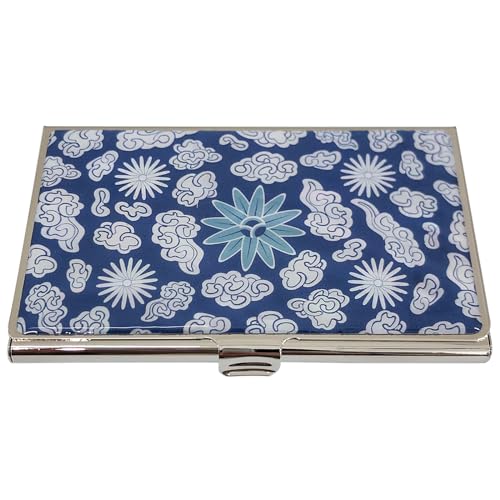 Image of Mother of Pearl Business Card Case Credit Id Name Holder Travel Wallet Art Painting Design Metal Stainless Steel Engraved Slim Purse Pocket Cash Money Wallet (Mum Cloud)