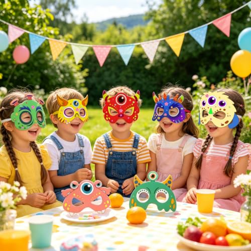 ZEELONA 24 Pcs Halloween Monster Crafts for Kids DIY Coloring Masks School - image 2