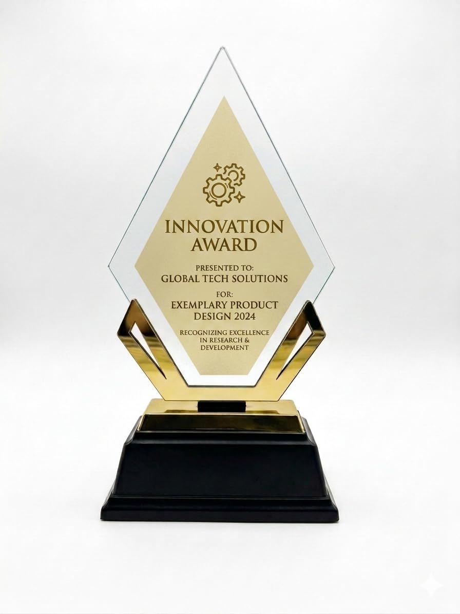 Premium Acrylic Trophy with Golden Finish & Black Base | Corporate Recognition Memento for Employee Appreciation, Business Achievement, Sports & School Events (10.2 Inch)-image-38
