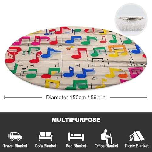 Couverture ronde douce notes de musique multicolores pour chaise - 4