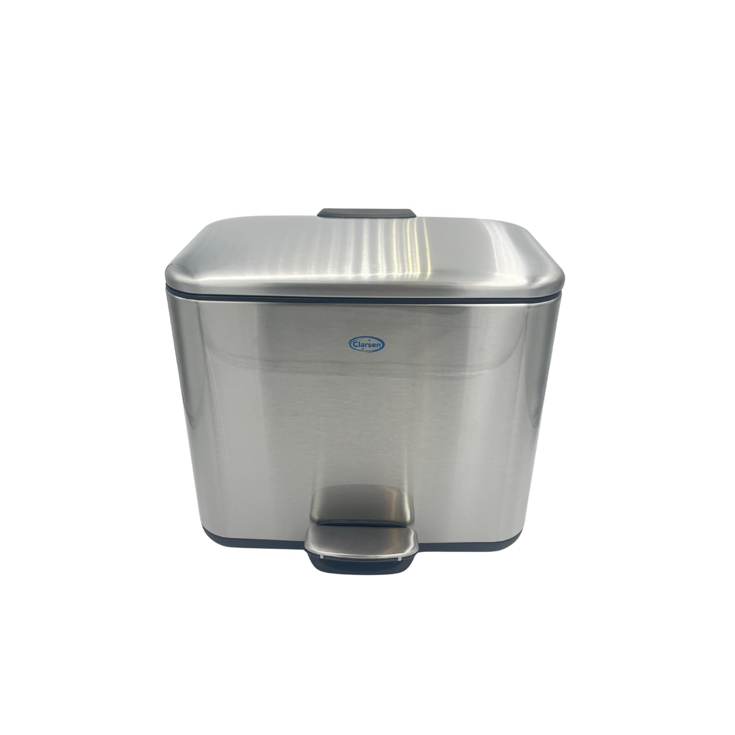3 Pagen Poubelle de salle de bain, 2 x 3 litres, poubelle cosmétique, avec séparation, à pédale, argentée, inserts amovibles, double poubelle de salle de bain, pour trier le papier et les déchets