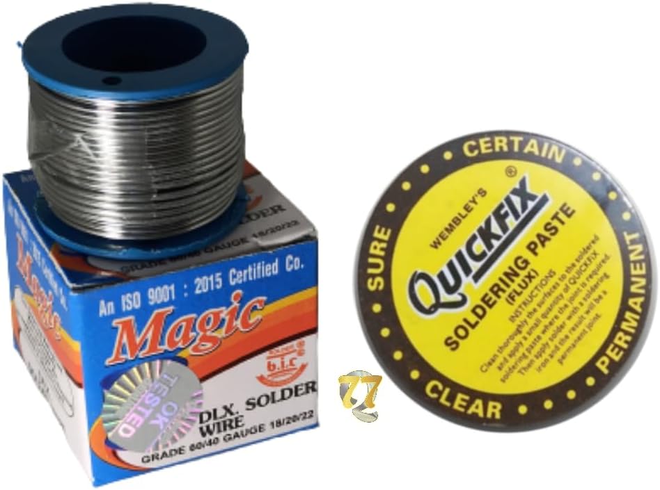 MAGIC® Electronic Solder 60/40 Tin Lead Roll for Soldering Solder Wire 30 Grams Reel 30 Grams Solder-Wire Spool - DIY Hobby Works Projects + 15gm Flux