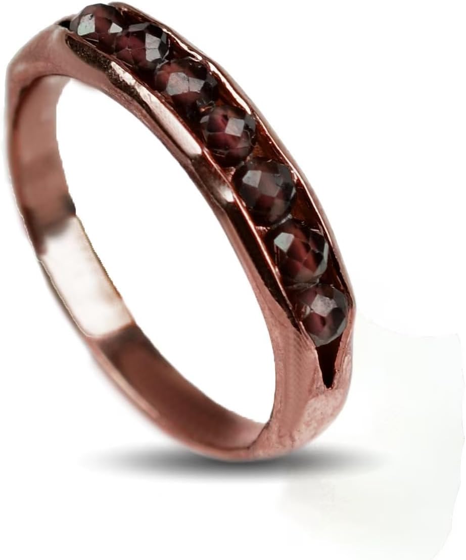 Red Garnet Gemstone Dainty Engagement Friendship Wedding Band, Anniversary Ring