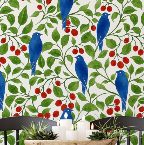 Papier peint oiseaux vert pour relooker une commode en bois - 2
