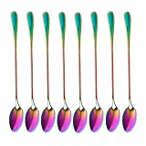 Long-handled ice tea spoon, cocktail stir spoons, stainless steel coffee spoons, Colored ice cream s