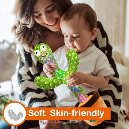 Image of Interactive Dancing Cactus Plush Toy with Lights,Three Buttons Cactus with Volume Adjustable Keys,Voice & Touch Activated, Sing, Dance, Baby Toy, Light-Up Feature-Perfect for Kids Gift.
