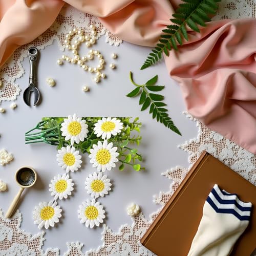 White Daisy Lace Trim 1 Yard DIY Craft Handmade Embroidered Beautiful Headwear Decor Ribbon,Trim and Embellishments,Sewing Lace
