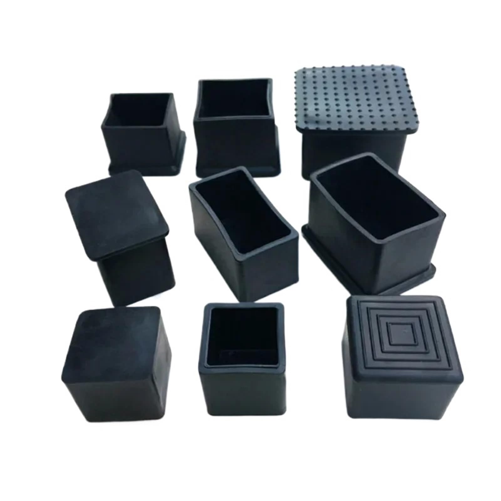 10pcs Square Rectangle Rubber Table Feet Black Chair Leg Caps Furniture Tube End Covers Non Slip For Pipe(25x38mm)