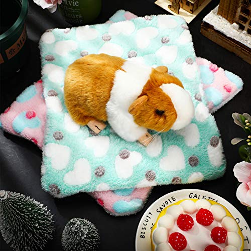 4 Pieces Rabbit Guinea Pig Bed Mats Soft Plush Bunny Pad Mats Small Animal Dog Cat Bed Dog Crate Kennel Pad Mat Hamster Cozy Dog Bed Mat For Small Animal(10 X 11 Inch, Heart Pattern) #TOP2