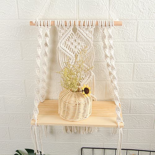 Handmade Macrame Wall Hanging Shelf, Boho Indoor Rope Plant Pot Basket Hanger Holder, Rope Plant Hanger For Wall Decor Indoor Outdoor #TOP3