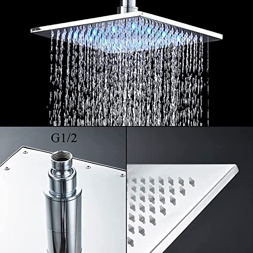 Mitigeur de douche chrome à affichage digital et ciel de pluie hydro-économe