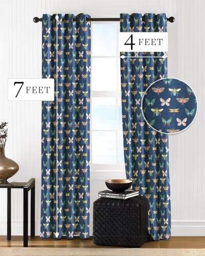 Image of Cloth Fusion Printed 100% Blackout Door Curtains 7 Feet Long Set of 2