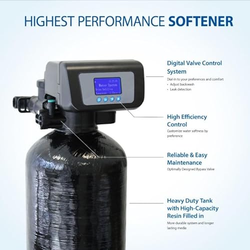 APEC SOFTENER-HE-30-FG Water Softener, Treats Whole House 1-3 bathrooms ...