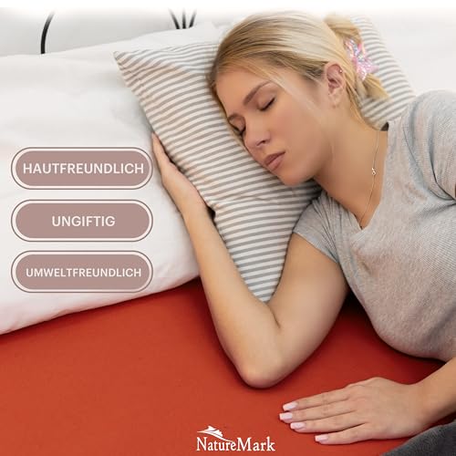 NatureMark 2er Pack Jersey Spannbettlaken 100% Baumwolle - rost rot | ÖKOTEX Standard 100 - 180 x 200 cm - 200 x 200 cm