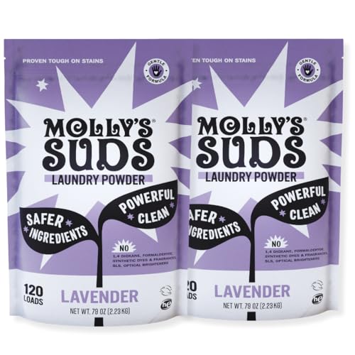 Image of Molly's Suds Original Laundry Detergent Powder | Clean Laundry Detergent Powder for Sensitive Skin | Simple, Effective Ingredients, Stain Fighting | 240 Loads (Lavender)