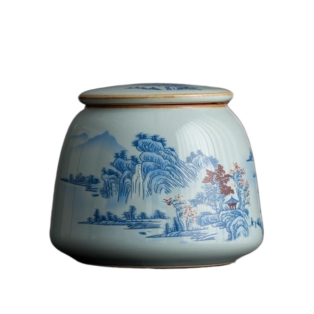 HLHLOP777 Kitchen Storage Jar Ceramic Tea Caddy Household Storage Container Tins Jar With Airtight Lid For Coffee, Nuts, Herb, Spice, Sugar ﻿ Leaf Tea Jar(Bruin)