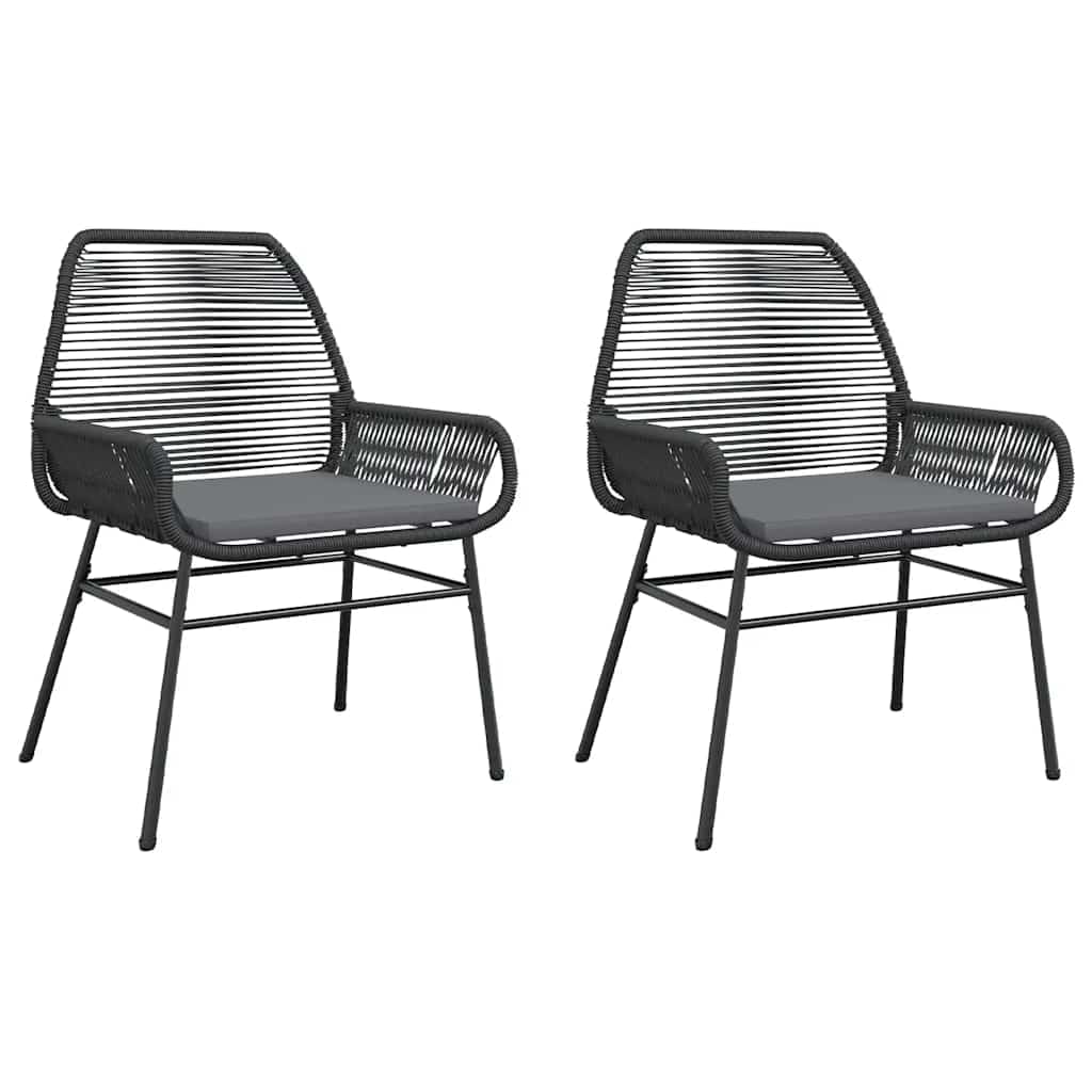Chaises de jardin en résine tressée avec coussins gris pour terrasse et balcon lot de 2