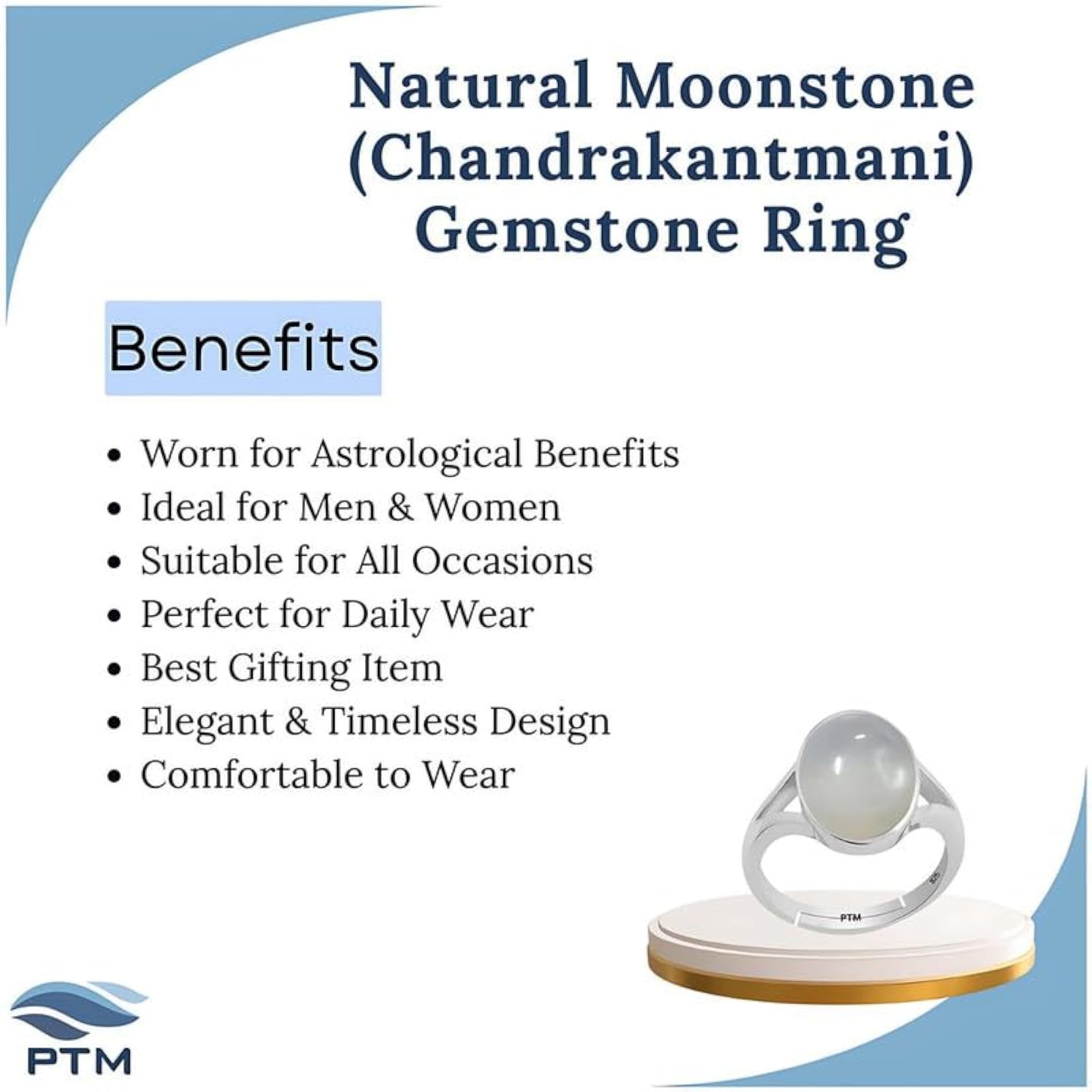 Moonstone/Chakrant Adjustable Ring in 925 Sterling Silver for Women