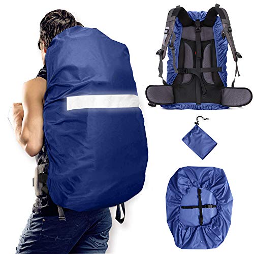 Backpack Rain Cover (10-90L) Upgraded Waterproof Backpack Cover with Adjustable Cross Strap for Hiking Camping Traveling Cycling (Royal blue, S (For 10L-25L backpack))