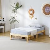 VINGLI 12 in Classic Solid Wood Twin Platform Bed Frame with Storage Space Underneath,Sturdy Wooden Bed Slat Support, Minimalist Design, No Box Spring Needed,Easy Assembly,Natural Pine,Natural Oak