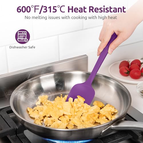 Image of U-Taste Silicone Cooking Spoons 600ºF Heat Resistant Spatula, 2Pcs, Purple