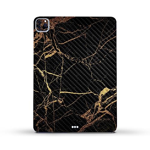 Image of MightySkins Carbon Fiber Skin Compatible with Apple iPad Pro 11 inch M2 4th Gen (2022) Full Wrap Kit - Black Gold Marble | Protective, Durable Textured Carbon Fiber Finish | Made in The USA