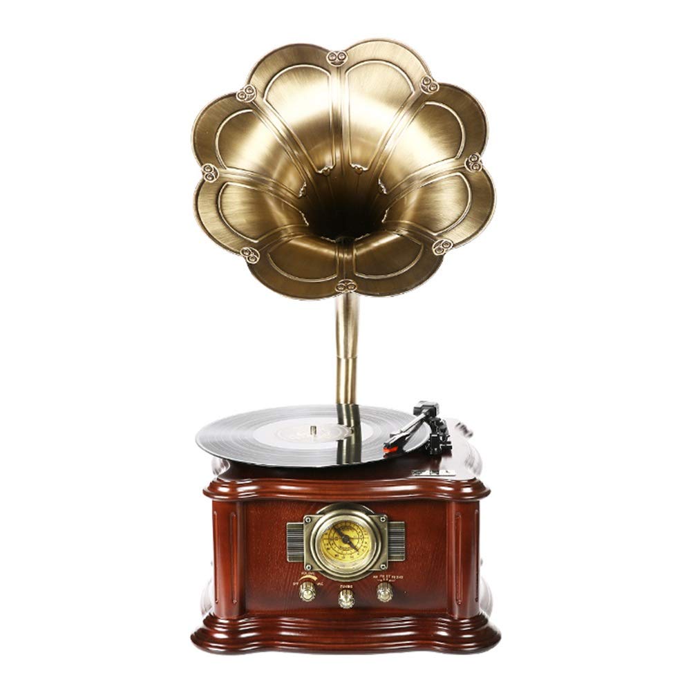 Odtwarzacze płyt winylowych retro Bluetooth Audio dekoracja domu salonu europejski retro gramofon czysta miedź duży głośnik