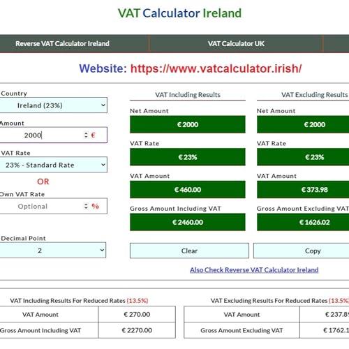 VAT Calculator Ireland
