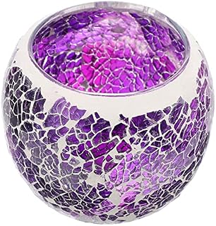 Uonlytech Mosaic Round Glass Candle Holder Colored Glass Candlestick HolderMosaic Tea Light HoldersMosaic Votives Candle Holders for Home Decor Party Table Bathroom