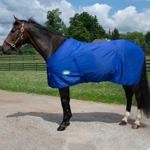 Country Pride Cotton/Poly Stable Sheet, Adjustable Double Buckle Front, Bias Surcingles, Fleece Wither Protection, Nylon-Lined Shoulders, Removable Elastic Hind Leg Straps, Indoor Use (76, Blue)