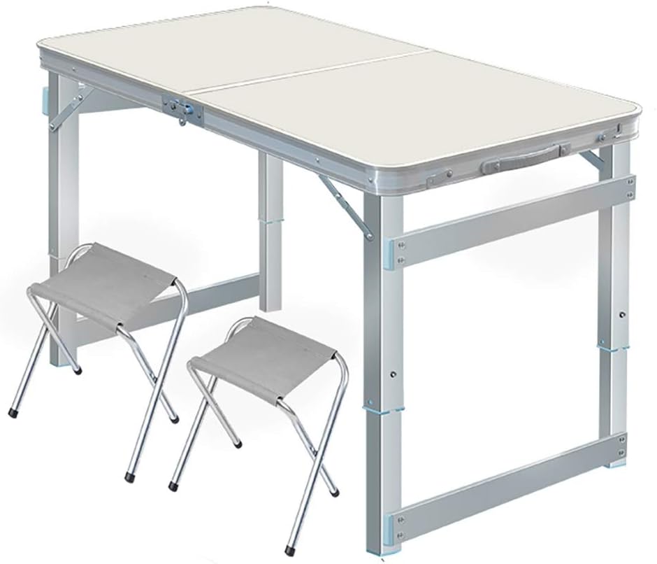 Folding Table, Portable Home Dining Table, Study Writing Desk, (Table×1+Chair×2) for Home, Outdoor, 3 Colors (Color : A)