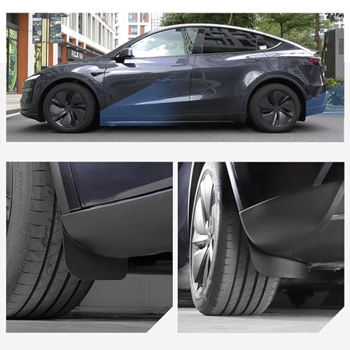 Image of 2025 New Tesla Model Y Juniper Accessories Mud Flaps - [Stay Clean Protect Paint No Drilling Required] ESDOPA All Weather Splash Guards Body Kits Compatible with Tesla New Model Y 2026(Black Set of 4)